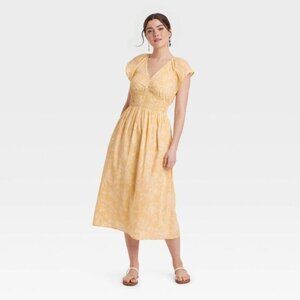 NWT Target Universal Thread Yellow Flutter Sleeve Dress Large